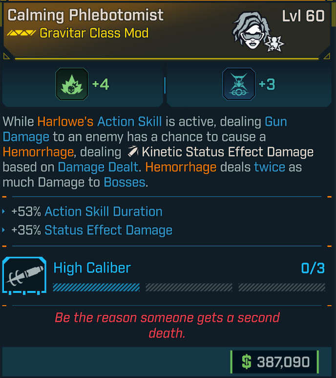 LVL 60 Borderlands 4 HARLOWE PHLEBOTOMIST CLASS MODS – 100% CHARITY!