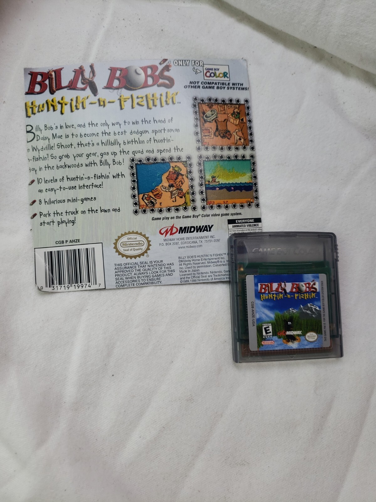 NINTENDO GAMEBOY COLOR BILL BOBS HUNTIN-N-FISHIN GAME CARTRIDGE ONLY Tested