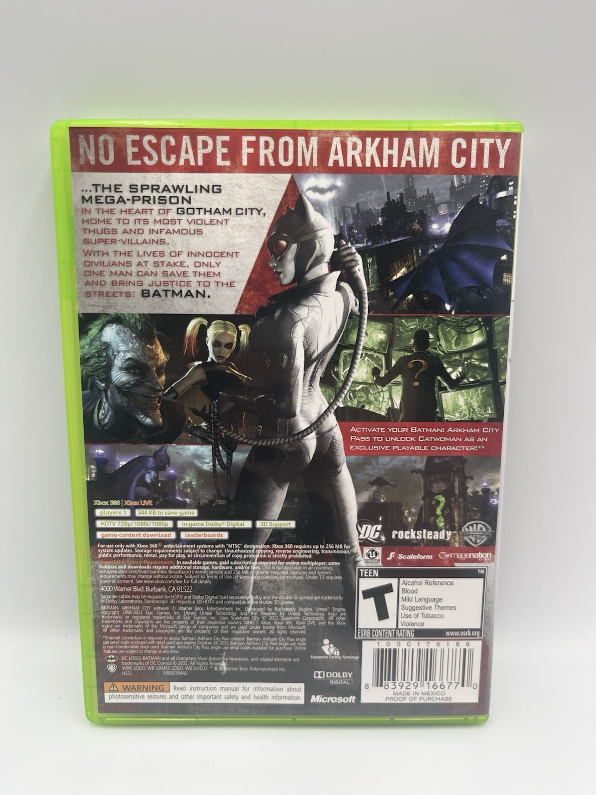 Batman: Arkham City Xbox 360 CIB w/ Case & Inserts Manual 3D Compatible NTSC-U/C
