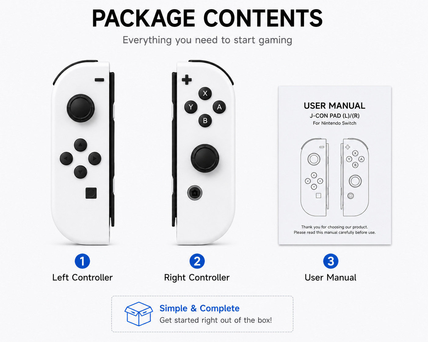 Wireless Joypad Controller Pair for Nintendo Switch L/R Motion Control White