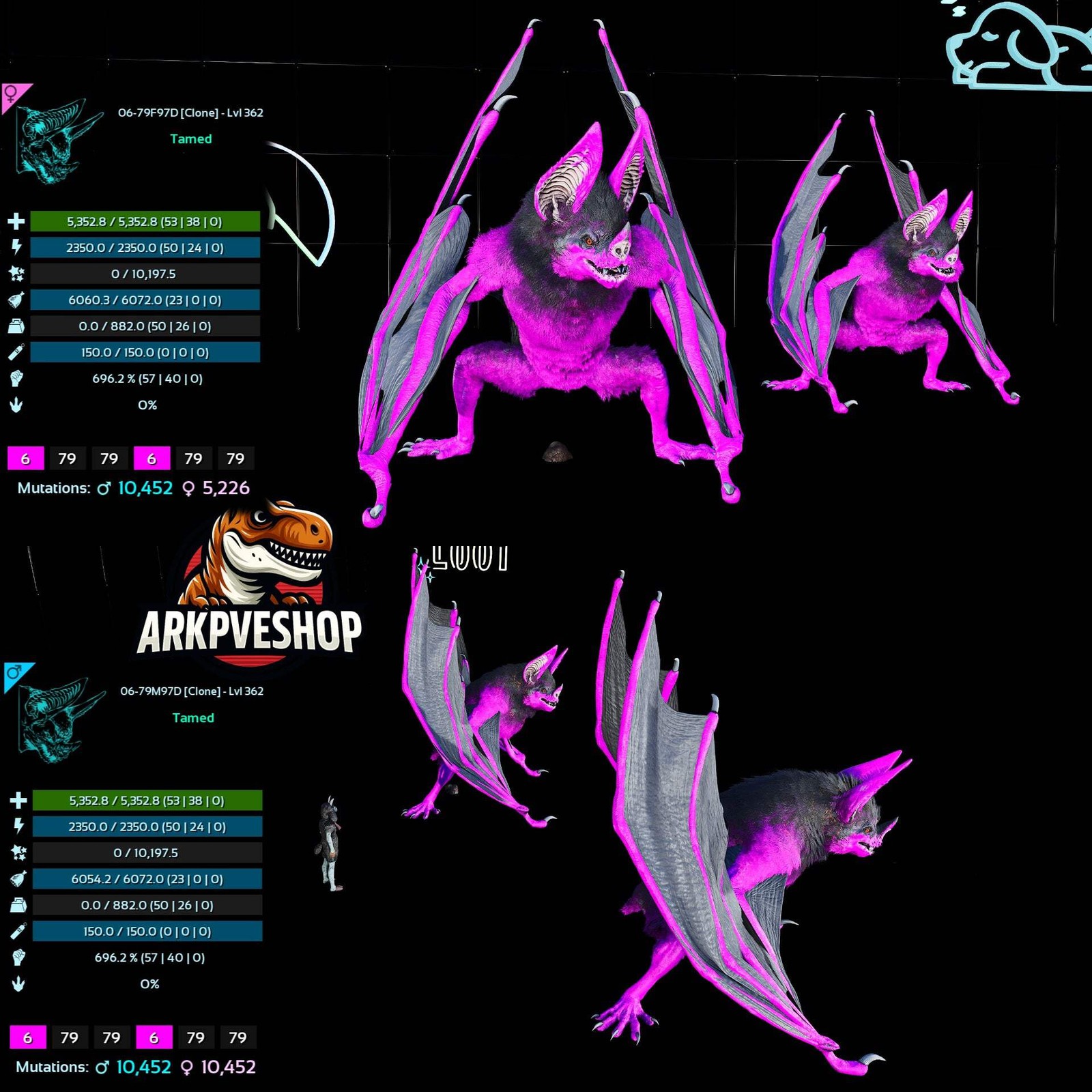 Desmodus Lvl362 696Melee Clone ASA PVE 🦖ARK Survival Ascended