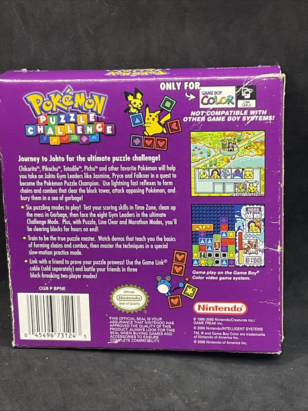 Pokémon Puzzle Challenge (Nintendo Game Boy Color, 2000) Box Only