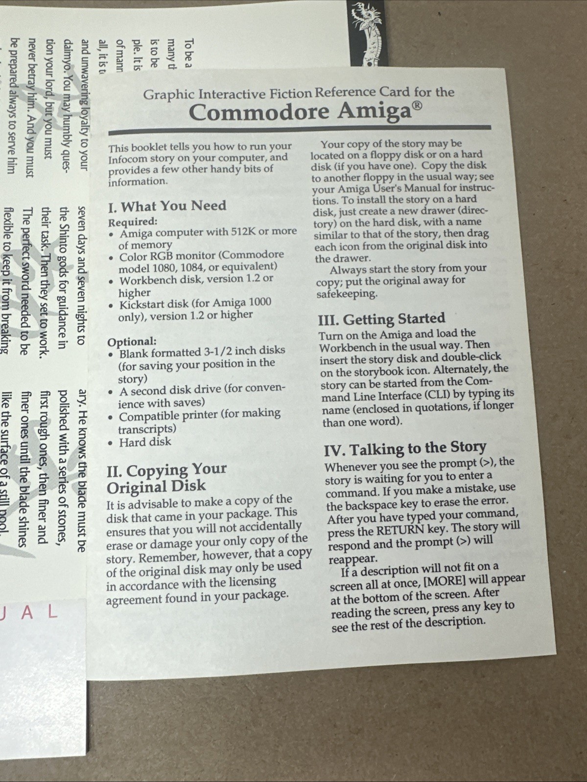 James Clavell’s Shogun Infocom Vintage Amiga PC Adventure Game
