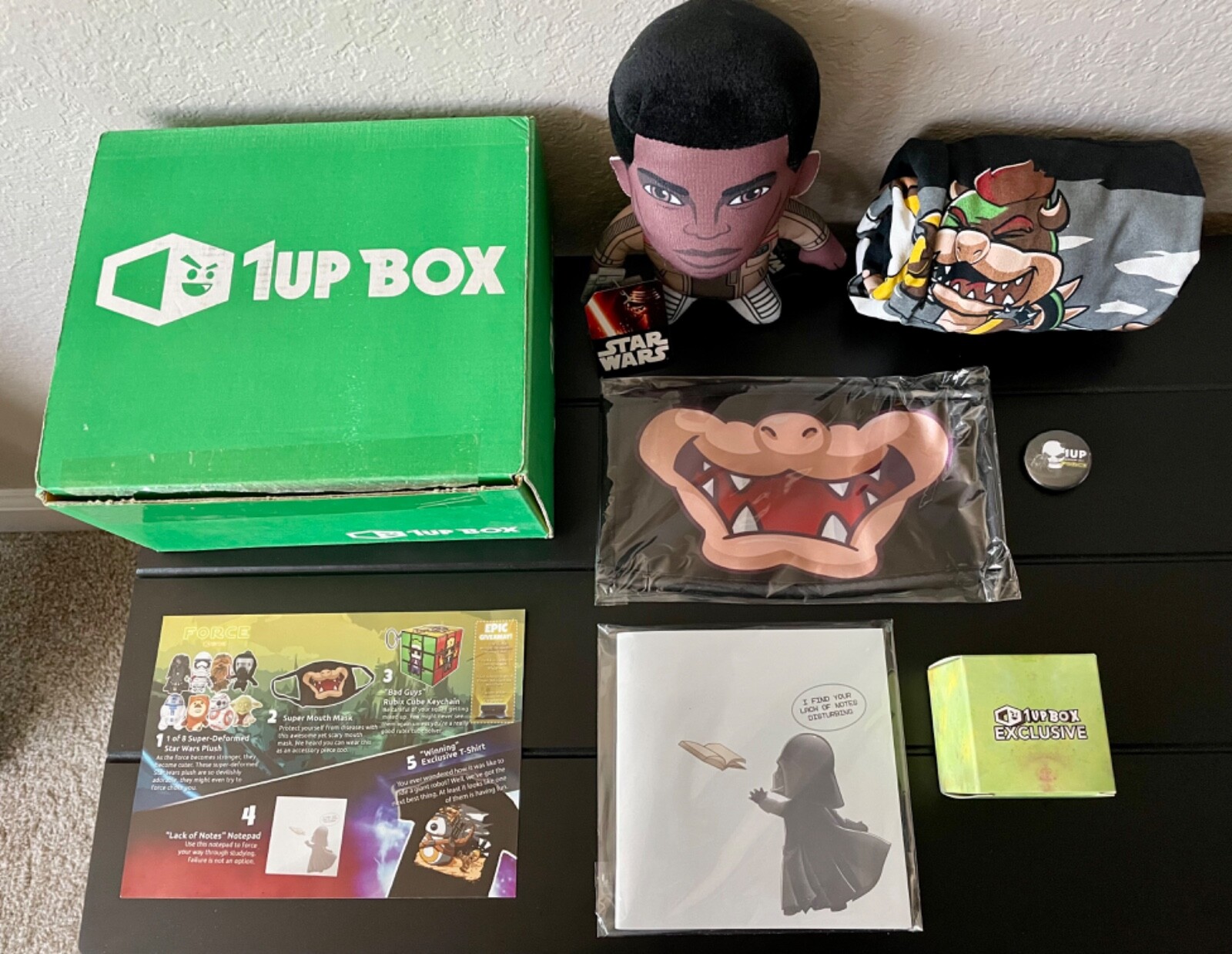 1UP Loot Subscription Box (January 2017) Tshirt, Star Wars, Bowser, Darth Vader