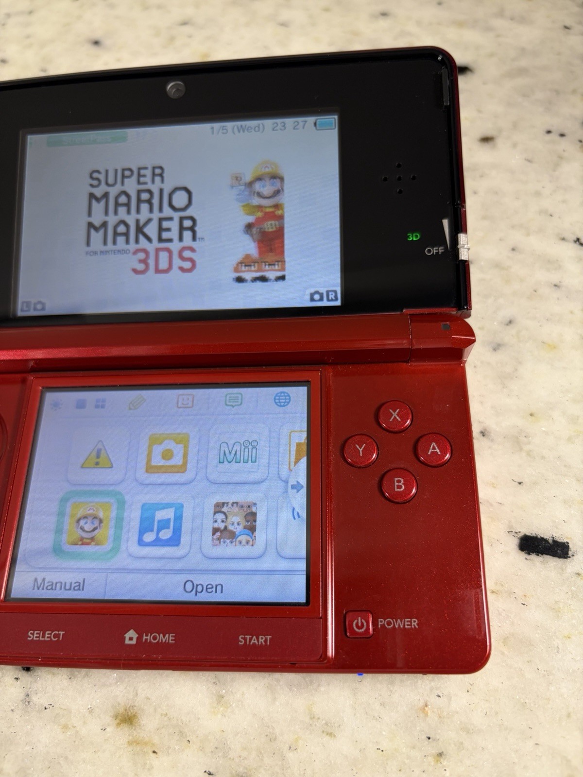 Nintendo 3DS Flame Red Console Bundle w/ Charger, Stylus & 2GB SD Card Tested
