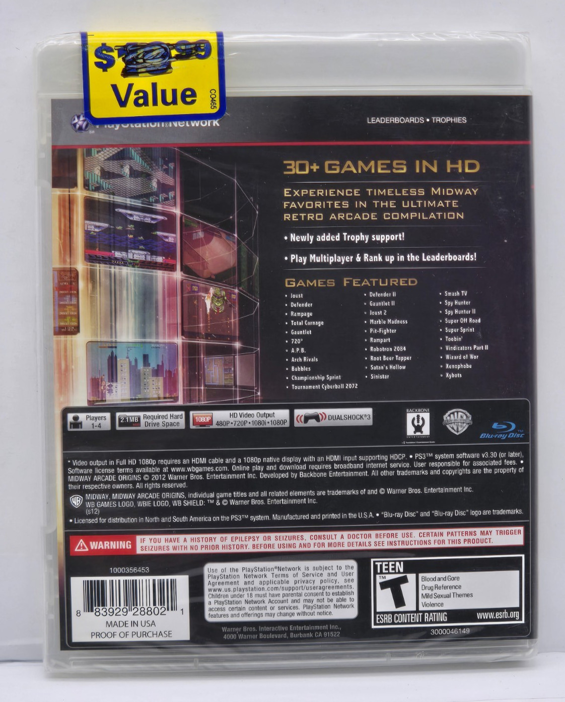 Midway Arcade Origins Playstation 3 PS3 Game – Factory Sealed