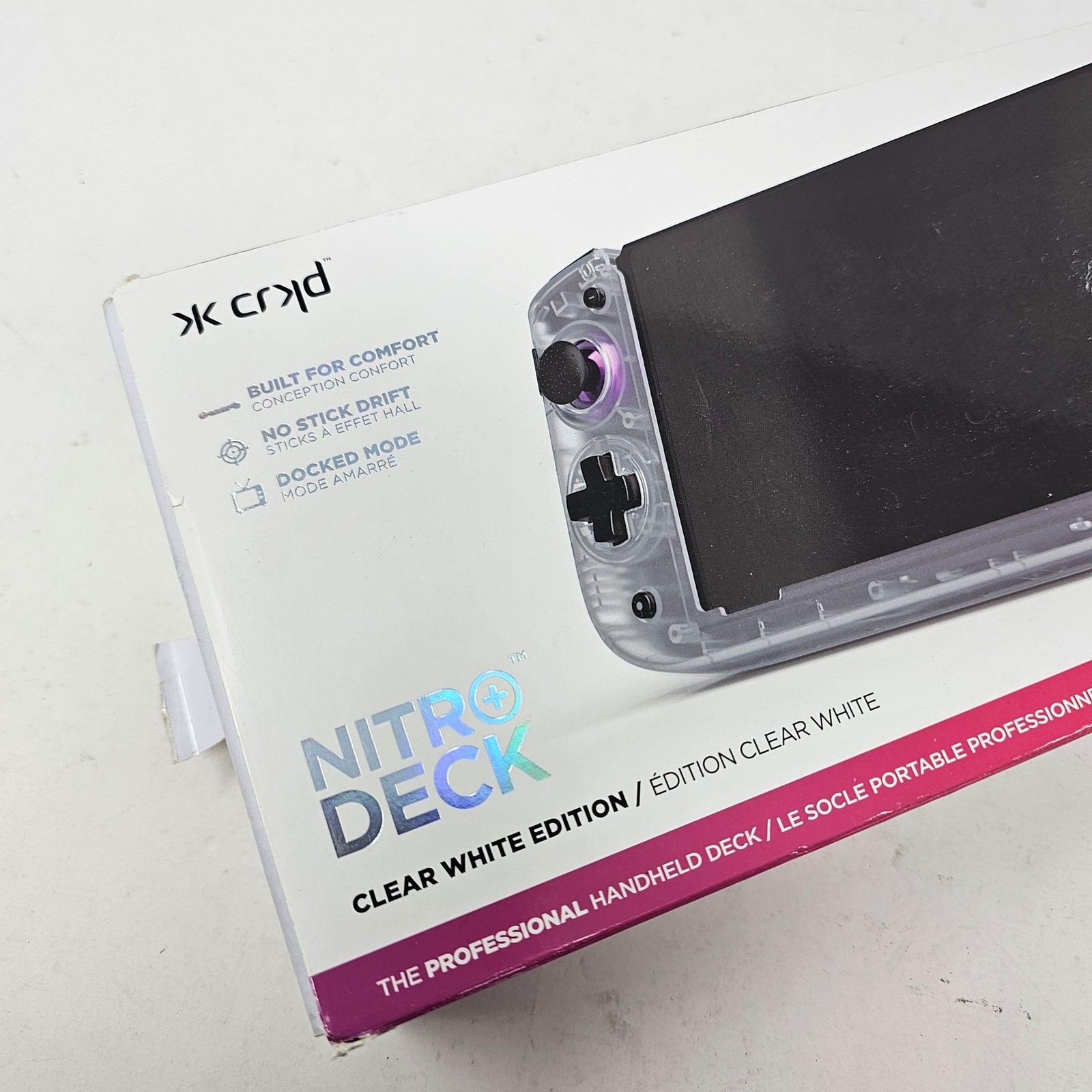 CRKD Nitro Deck Clear White Controller For Nintendo Switch Wireless Bluetooth