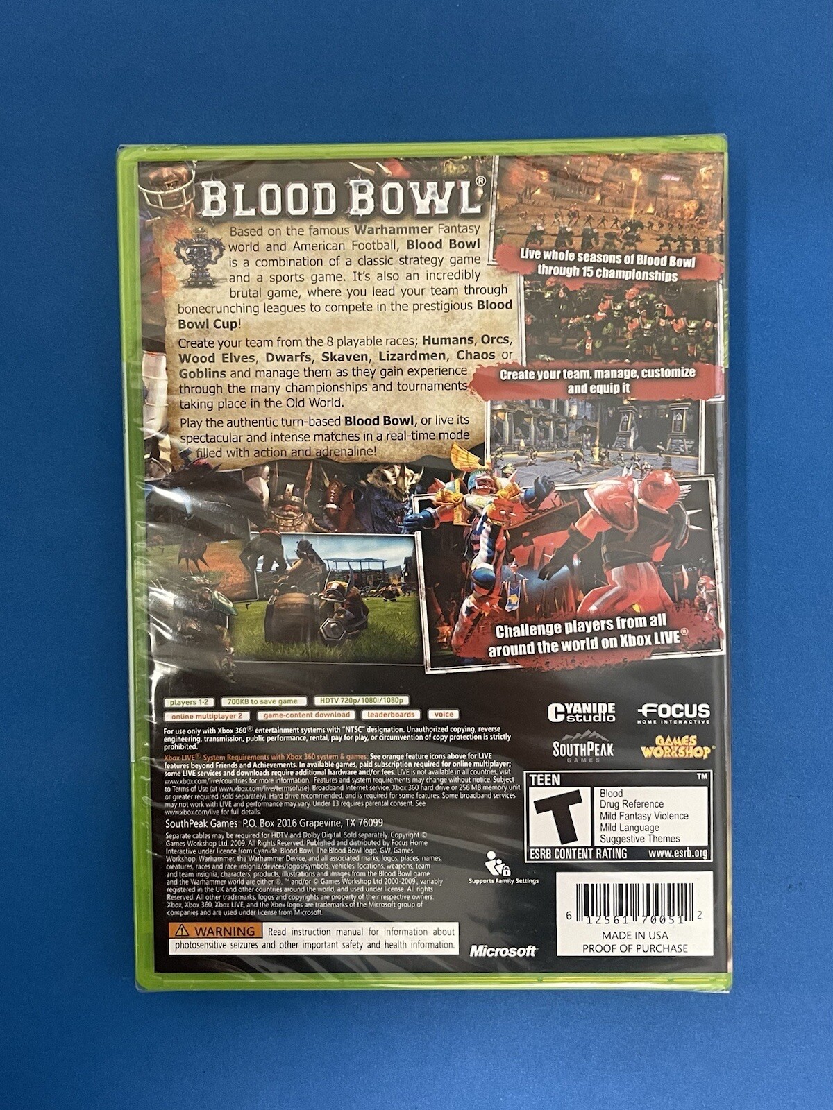 Blood Bowl (Microsoft Xbox 360, 2010) Brand New & Sealed
