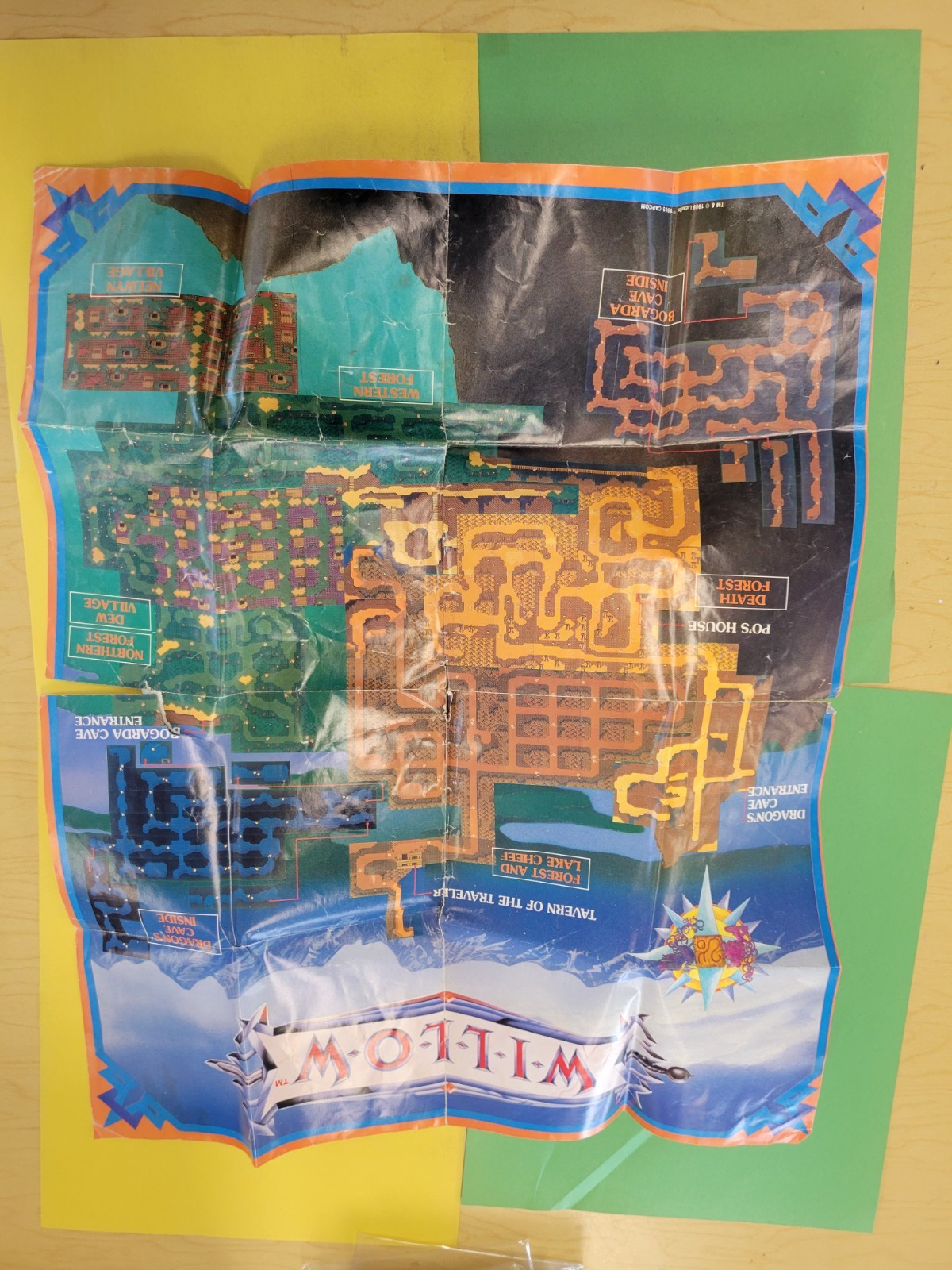 Vintage Nintendo Power 1989 Iron Sword Poster Willow Map 19 3/4” x 16”.