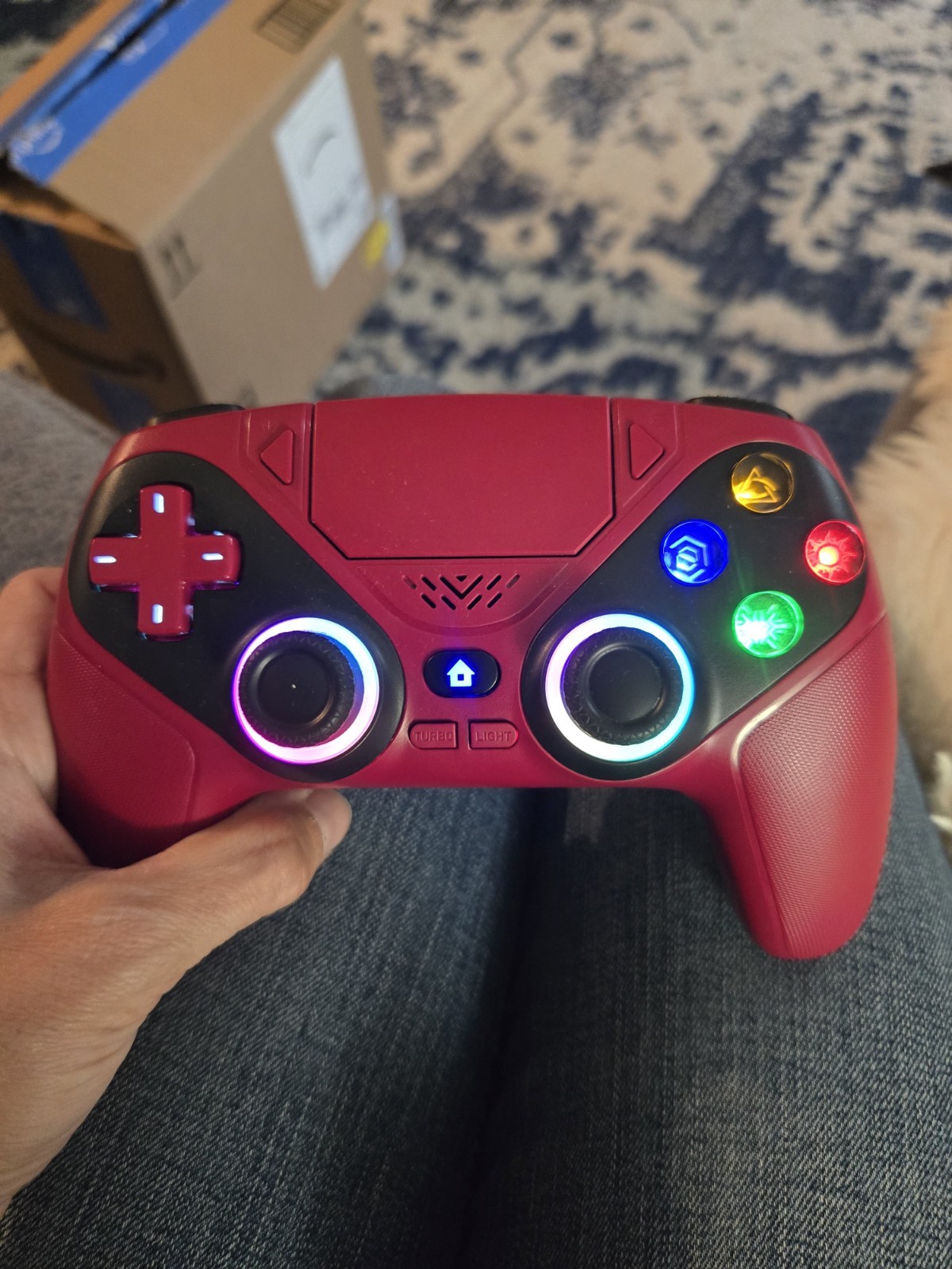 PS5 Controllers, new set, love the led colors! One pink and one black!