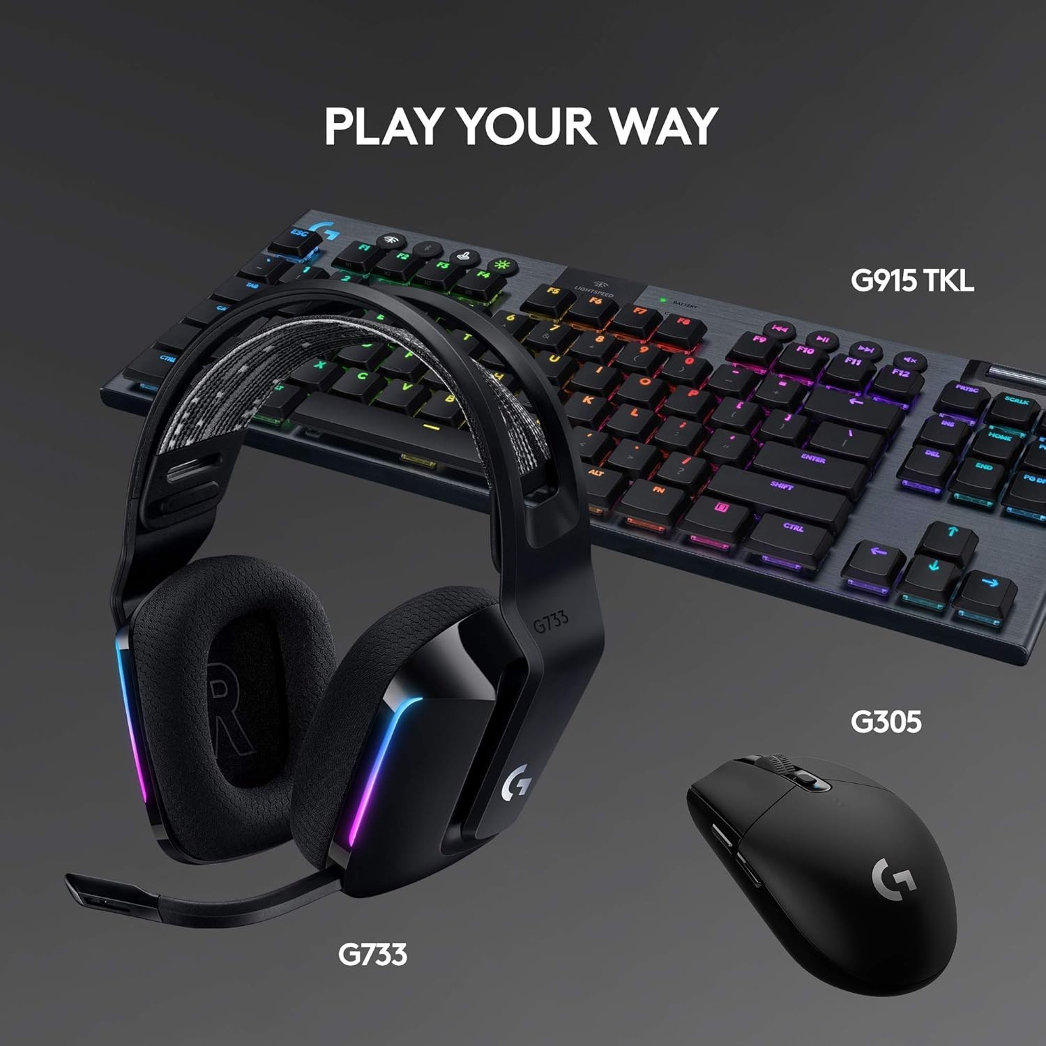 Logitech G733 Lightspeed Gaming Headset Black Wireless Over Ear Sound Isolation