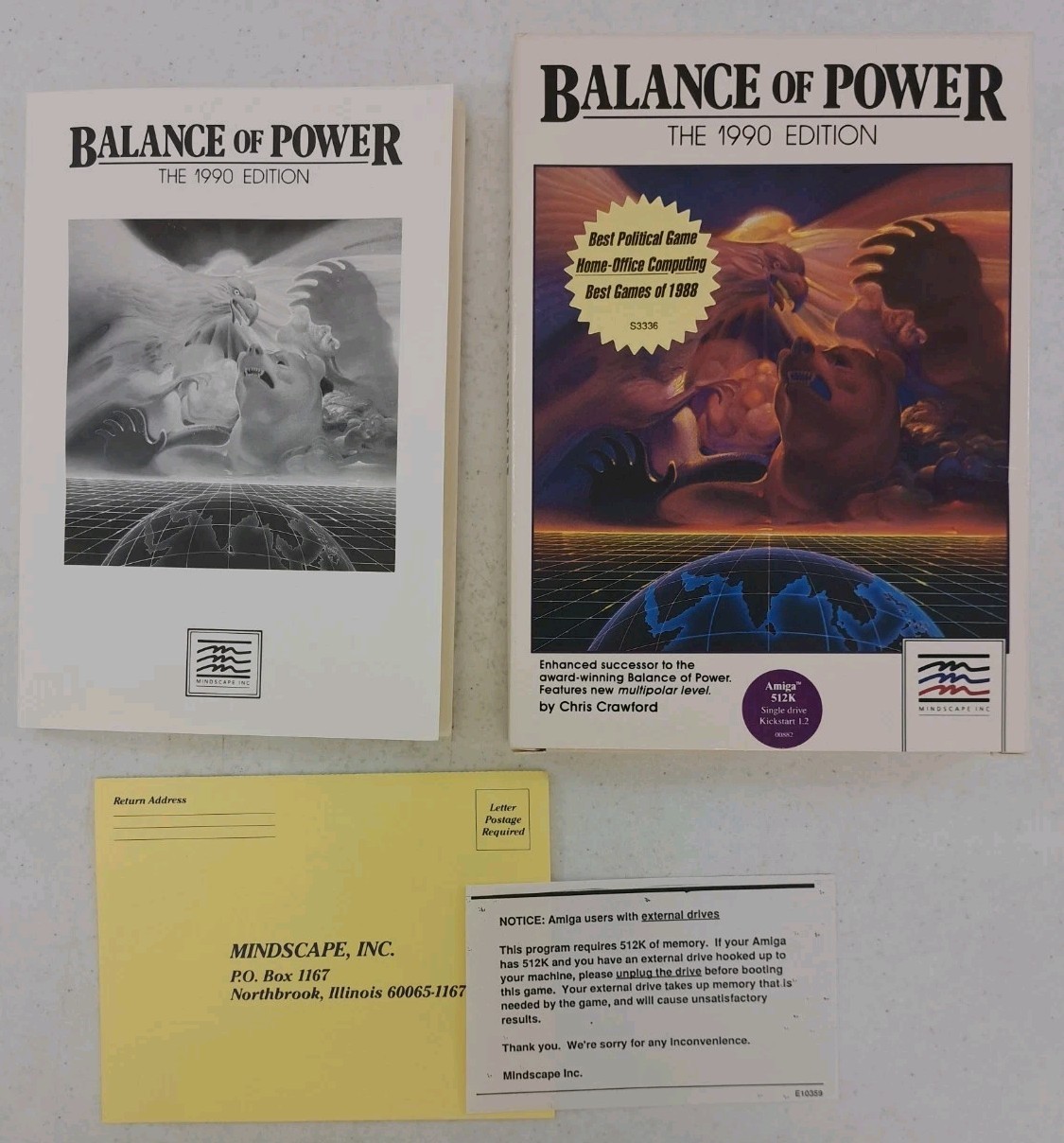 No Discs-Box/Manual Only- Balance of Power The 1990 Edition-Amiga 512