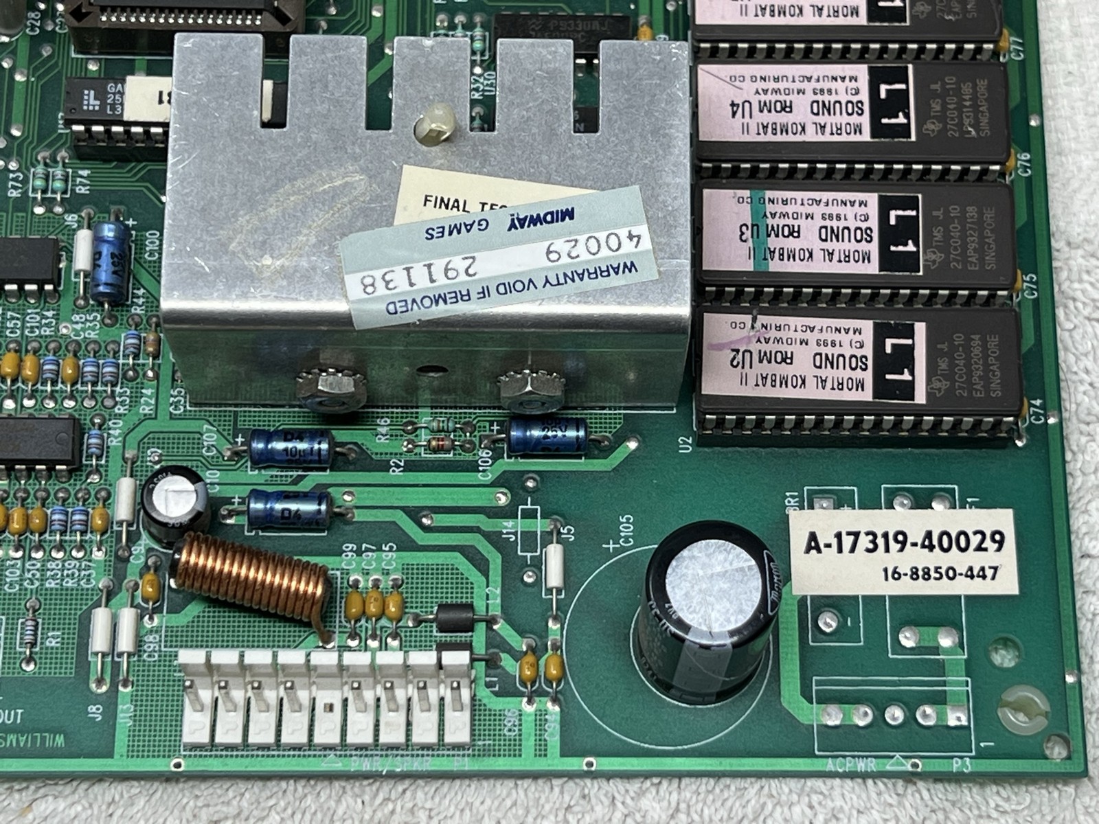 Midway Mortal Kombat II Sound PCB Arcade Board Tested Working
