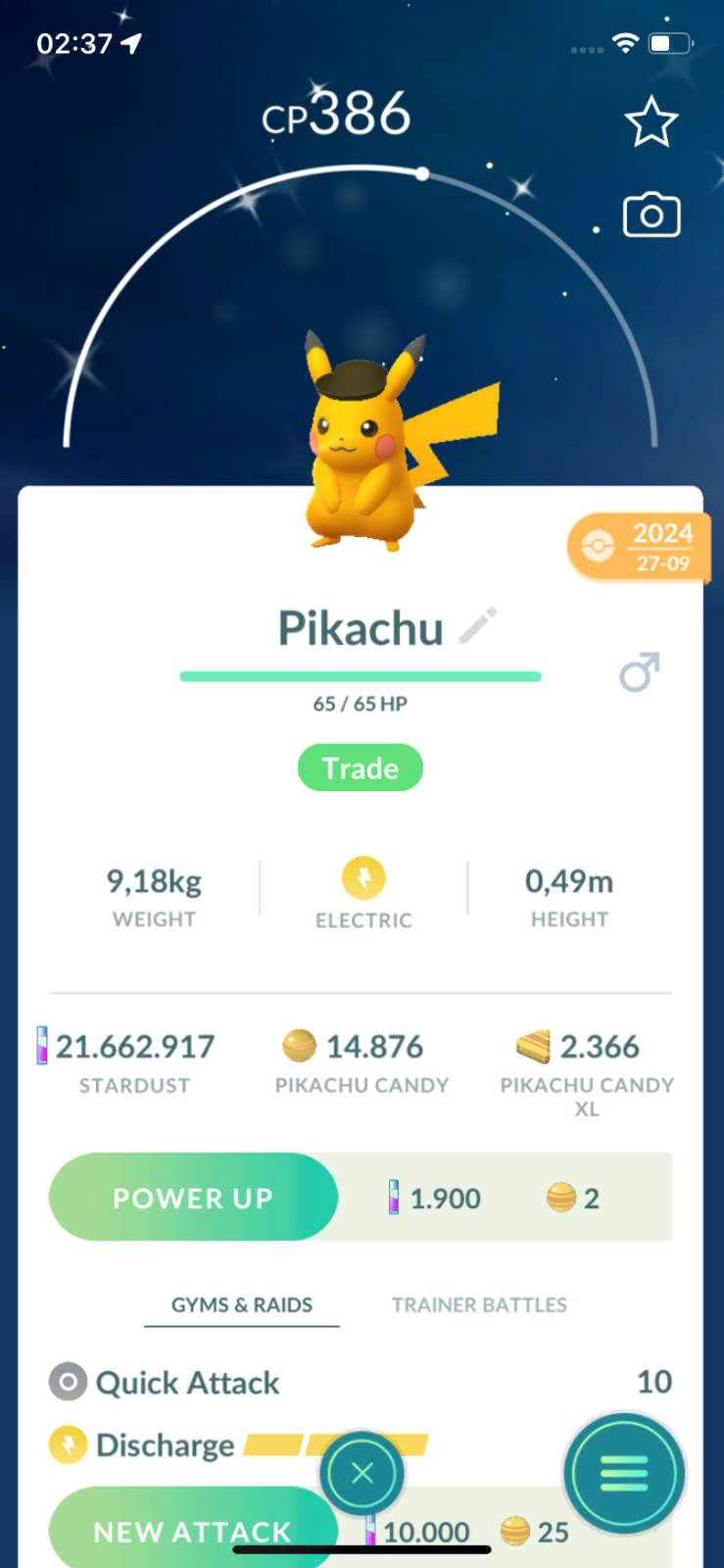 ✨Pokemon | SHINY Safari Hat Pikachu | Registered 20k Dust ONLY✨