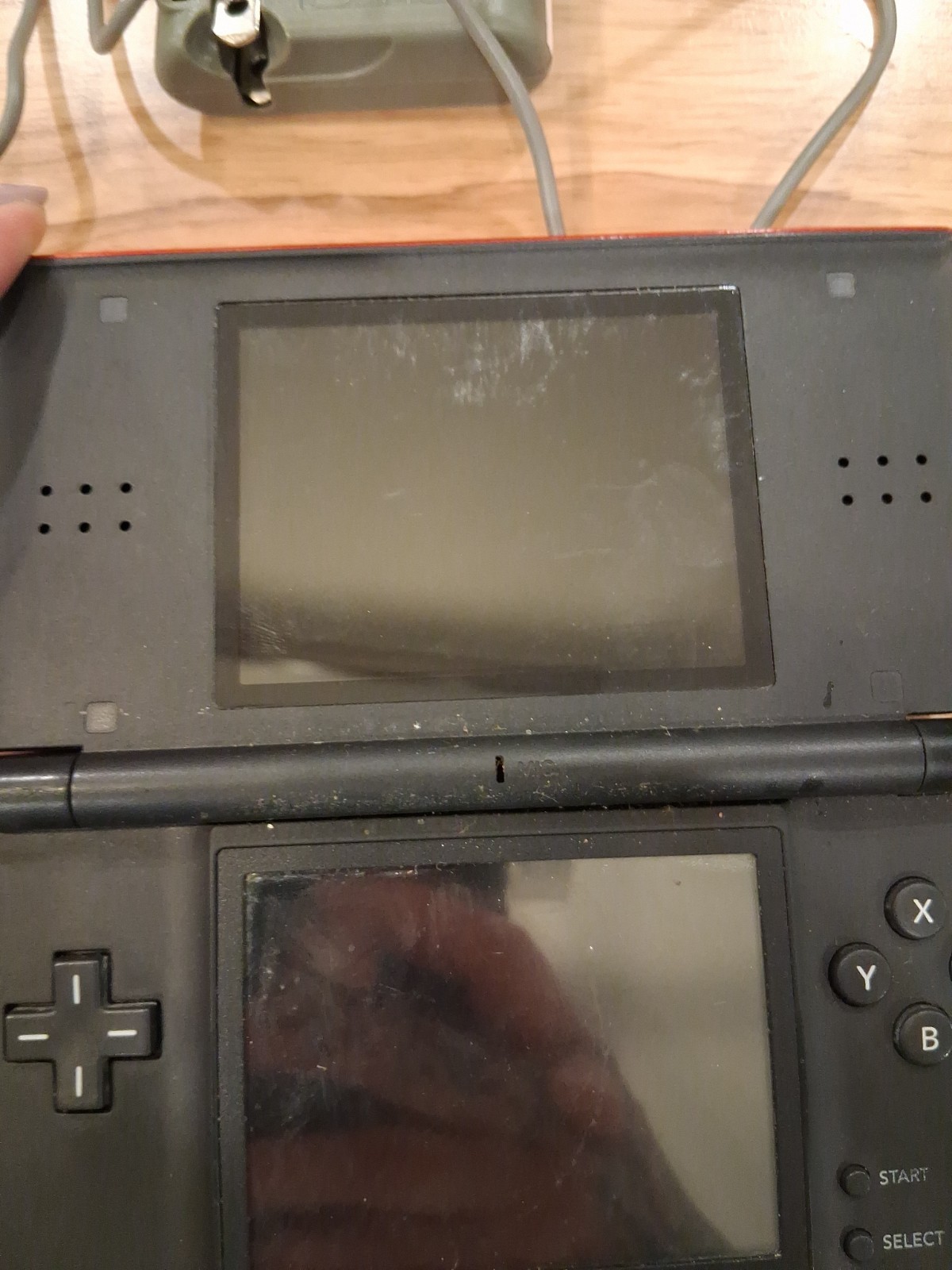 Nintendo DS Lite Handheld System -red/Black With Charger Cord Parts Only
