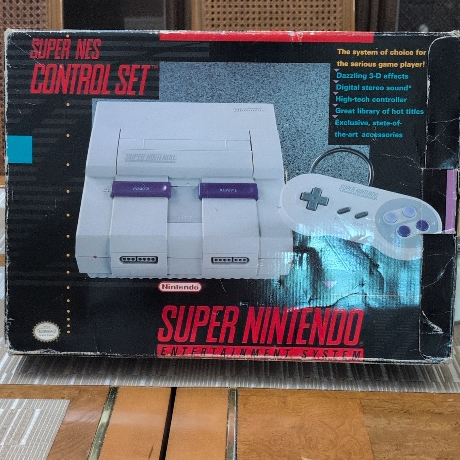 Nintendo SNES Super Nintendo Console Control Set w/ Box & Inserts Super FX