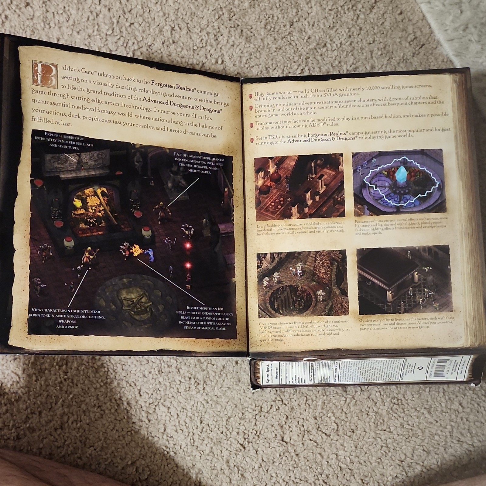 Very good condition* Baldur’s Gate PC Big Box + Manual Quick Reference Card 1998