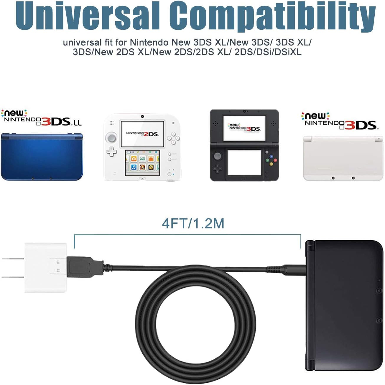 3DS USB Charger Cable, Power Charging Lead for Nintendo New 3DS Xl/New 3DS/ 3DS