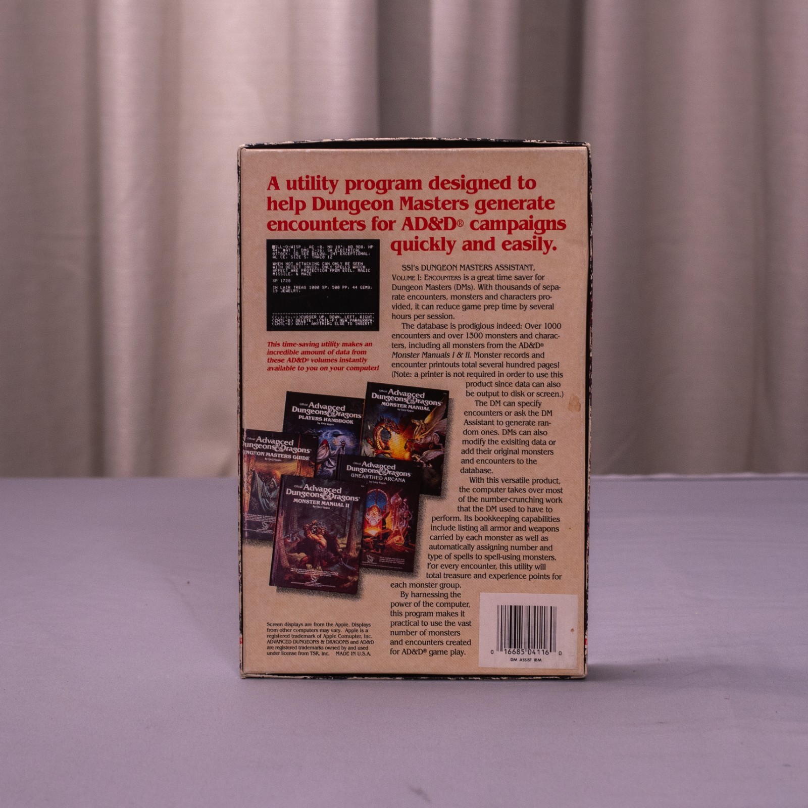 D&D Dungeon Master’s Assistant Volume 1: Encounters IBM PC Game Play Only 1988