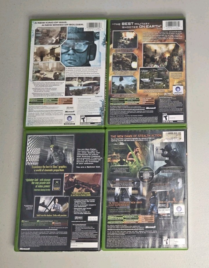 Xbox Lot X 4 Games Tom Clancy’s – Ghost Recon & Splinter Cell -Condition Varies