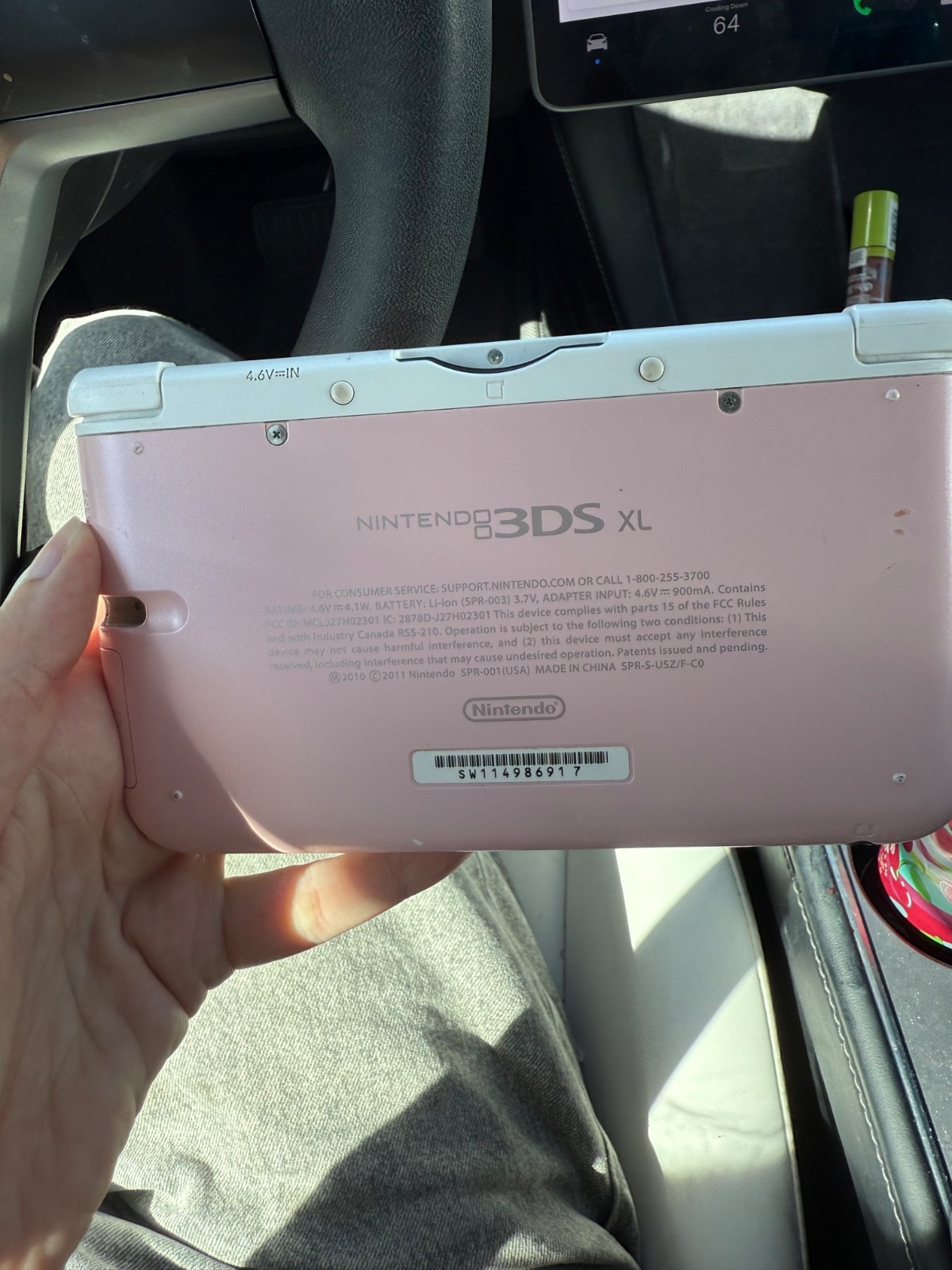 Nintendo 3DS XL Launch Edition Light Pink Handheld System + Charger + NO STYLUS