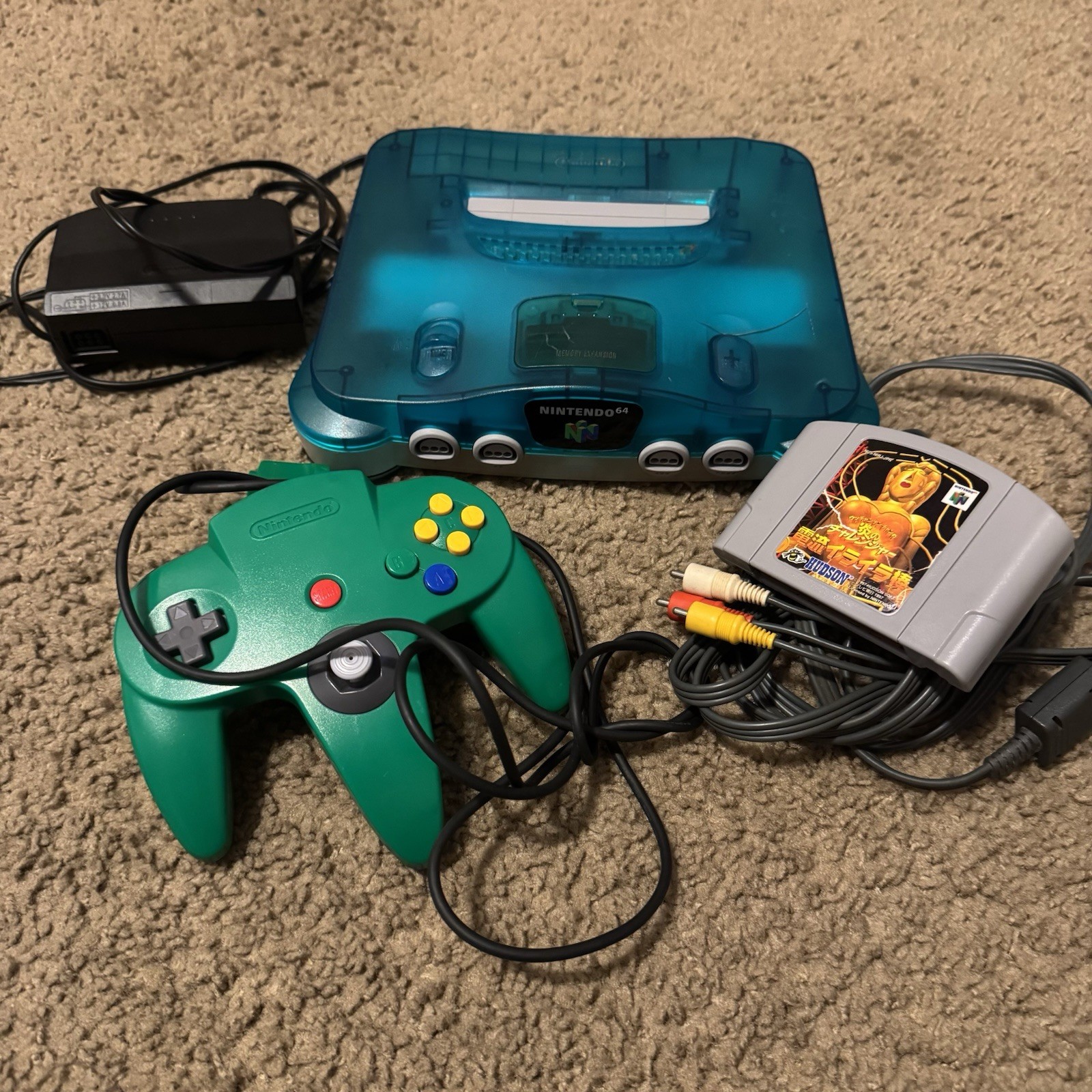 Nintendo N64 Funtastic Clear Blue Japan Console WORKS has a small crack on case