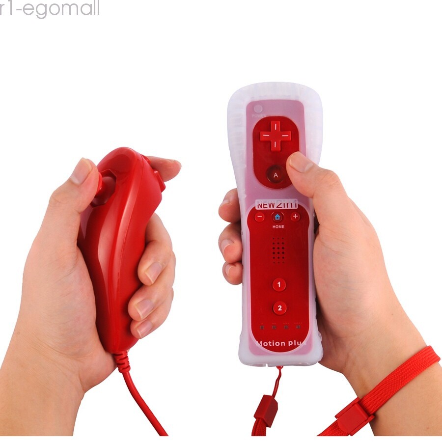 Built in Motion Plus Remote Controller& Nunchuck For Nintendo Wii Wii U+Strap US