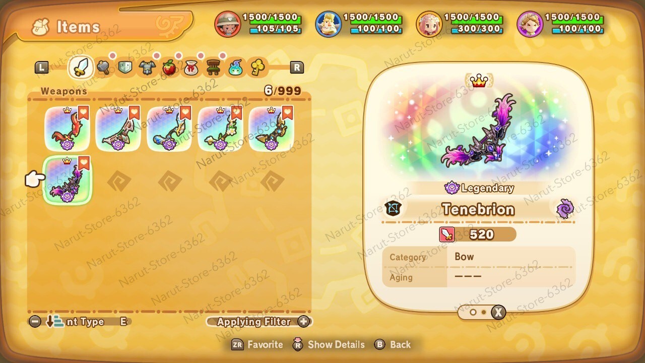 🌟Fantasy Life I: Legendary Bow Set Weapon Item The girl Who Steals Time🌟