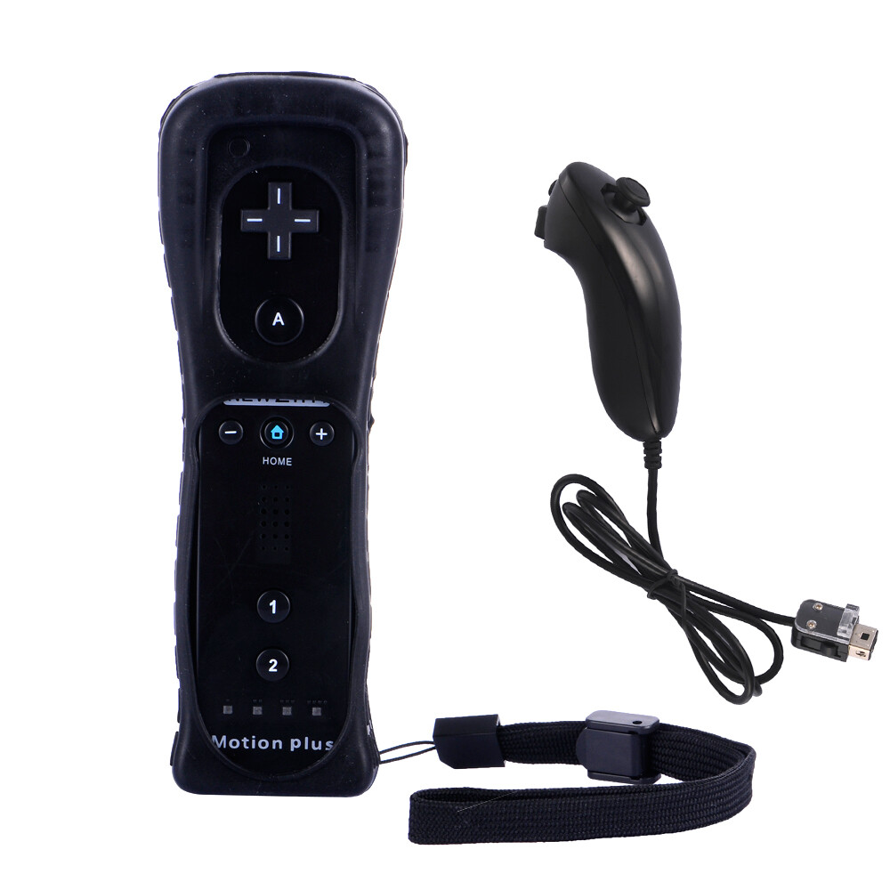 2 in 1 Built in Motion Plus Remote Controller+ Nunchuck For Nintendo Wii & Wii U