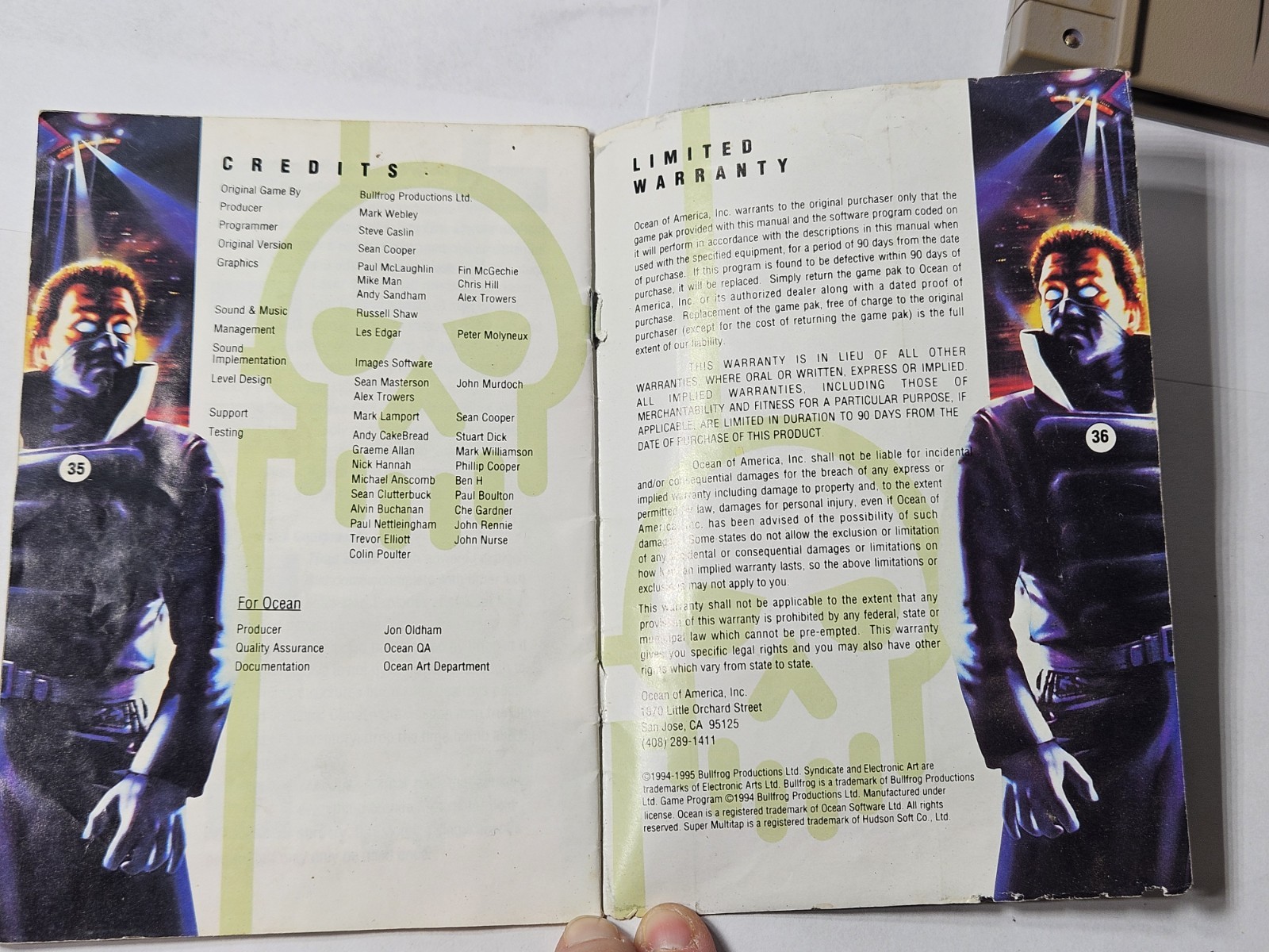 Syndicate (Super Nintendo SNES, 1993) Game Cartridge & Manual Rare – No Box