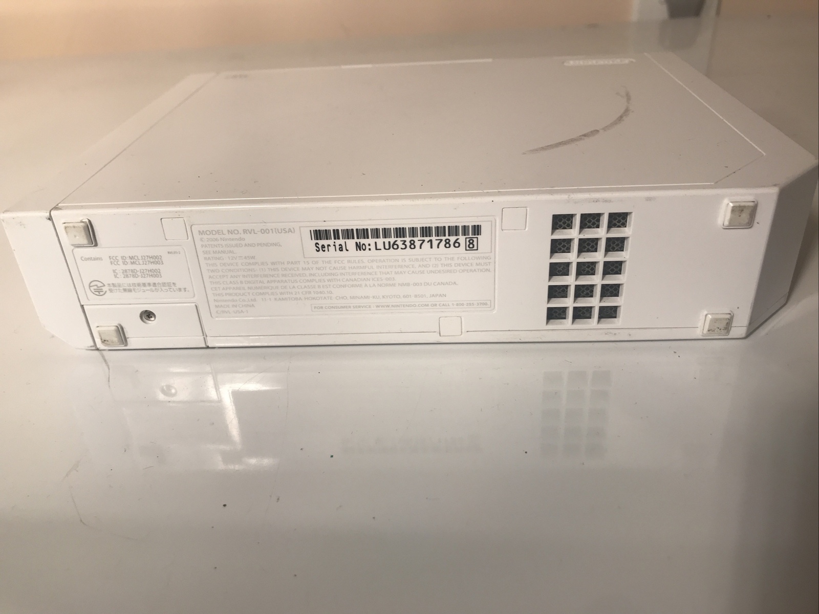 Original Nintendo Wii Game System With Power Supply AV Cable Sensor Bar Works