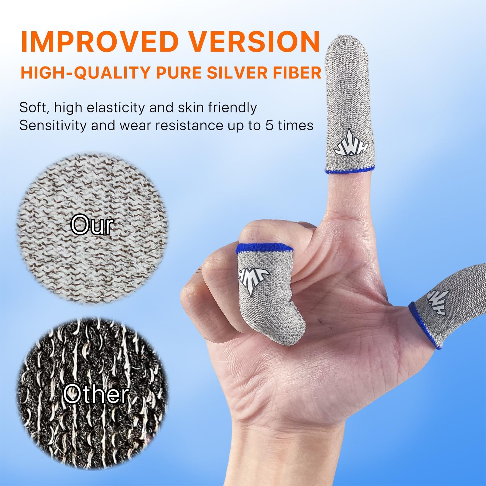 Ultra-Thin Silver Fiber Gaming Finger Sleeves,White Thumb Sleeves Gaming Cots…