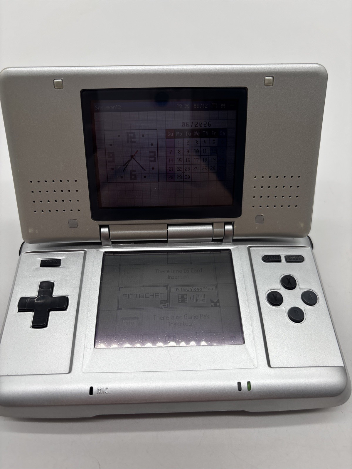 Original Nintendo DS Silver Console NTR-001 (NO CHARGER) Tested Working