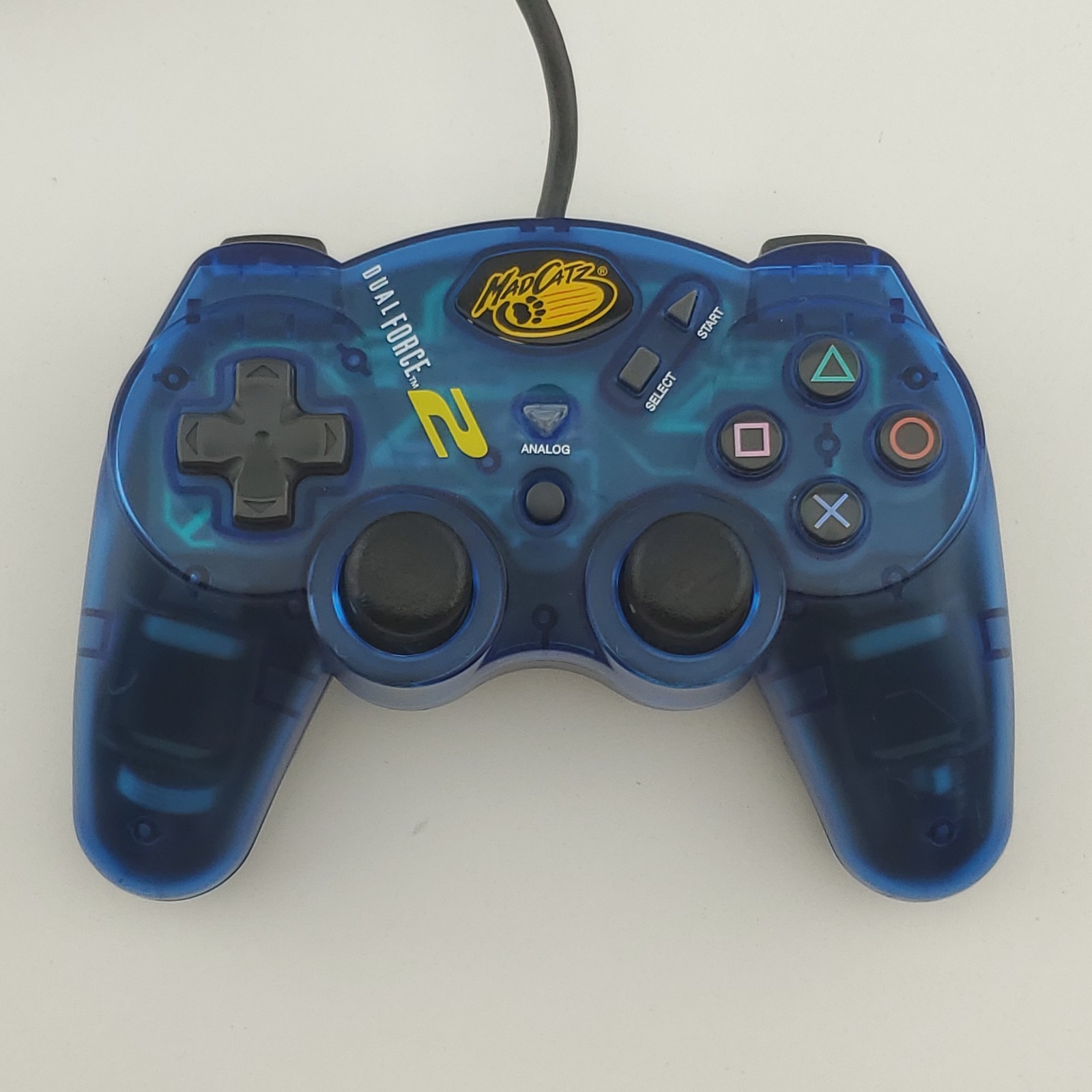 Mad Catz 8216 Dual Force 2 Wired Gaming Controller Translucent Blue For PS2