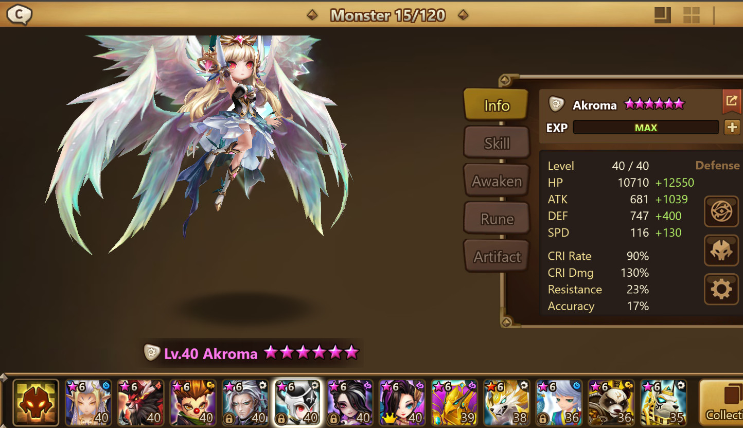 Summoners War Global Giana, Akroma, Lars, Hilda (4 LD 5s), +175 vio