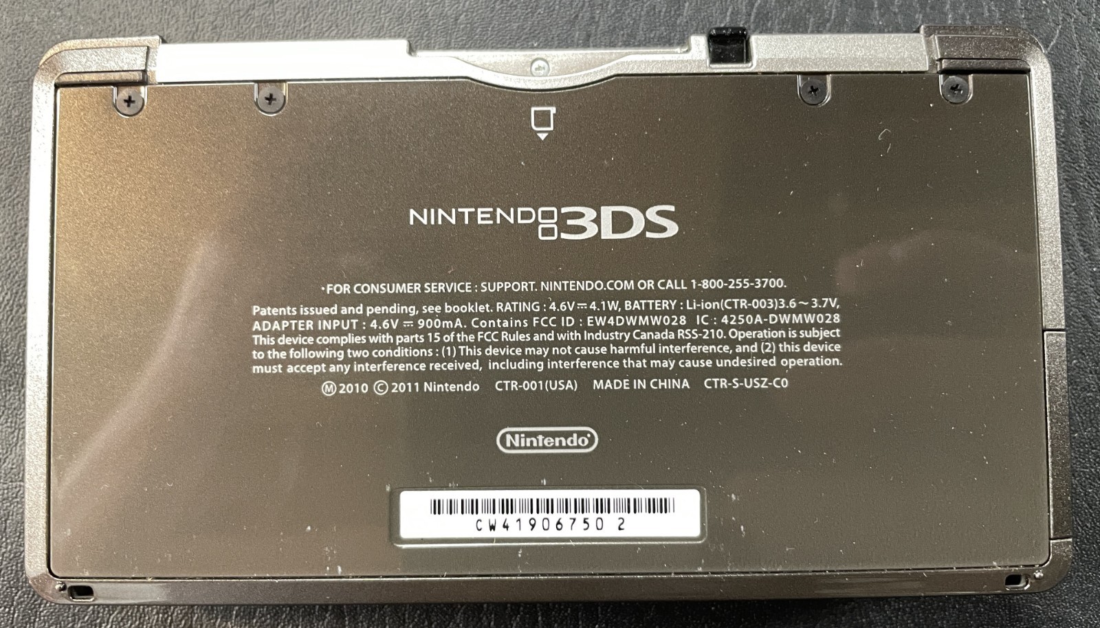 Nintendo 3DS Handheld Game Console CTR-001 Black w/ power adapter & 2 games