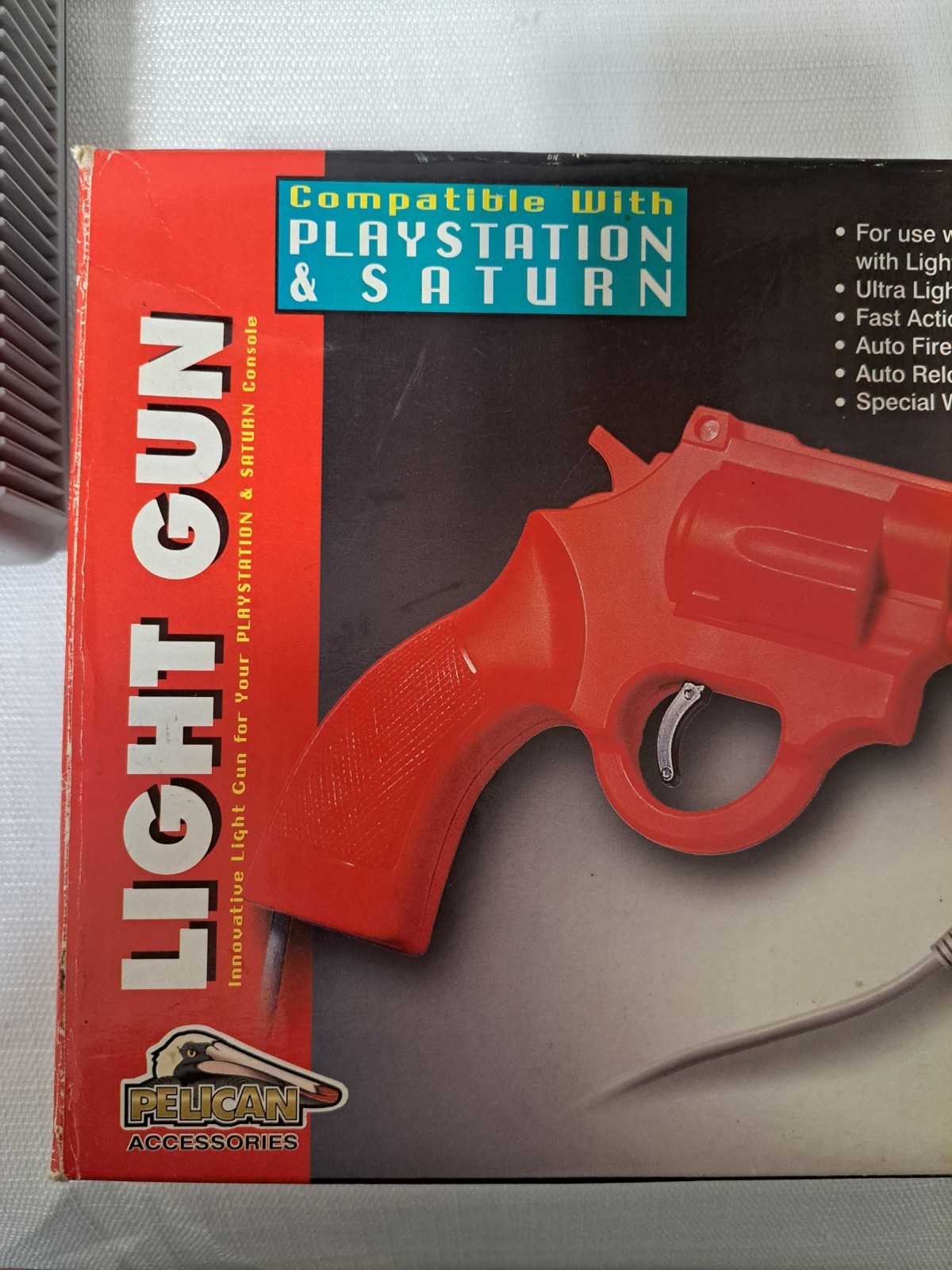 RARE!!! playstation 1 & sega saturn universal light gun new open box+ps1 console