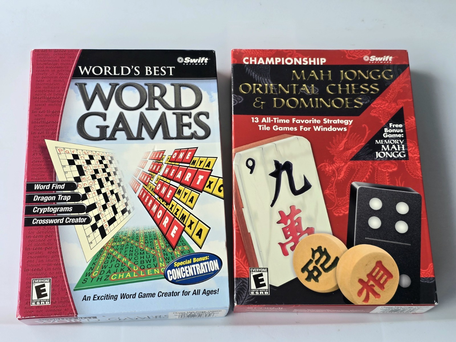 Swift Software PC Game Lot Worlds Best Word Games Mah Jongg Chess Vintage CD-ROM