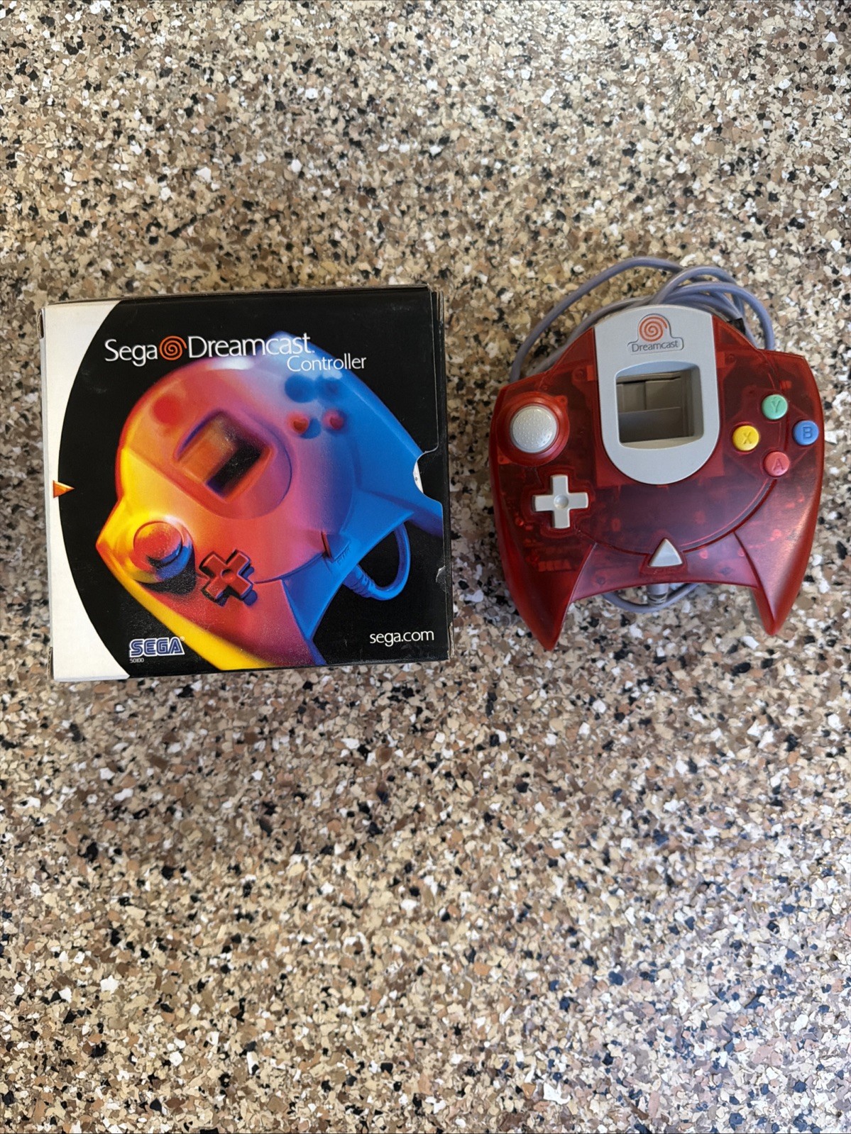 Clear Red Sega Dreamcast Remote Controller Gamepad w/ Box & VMU MK-50103 w/ LID