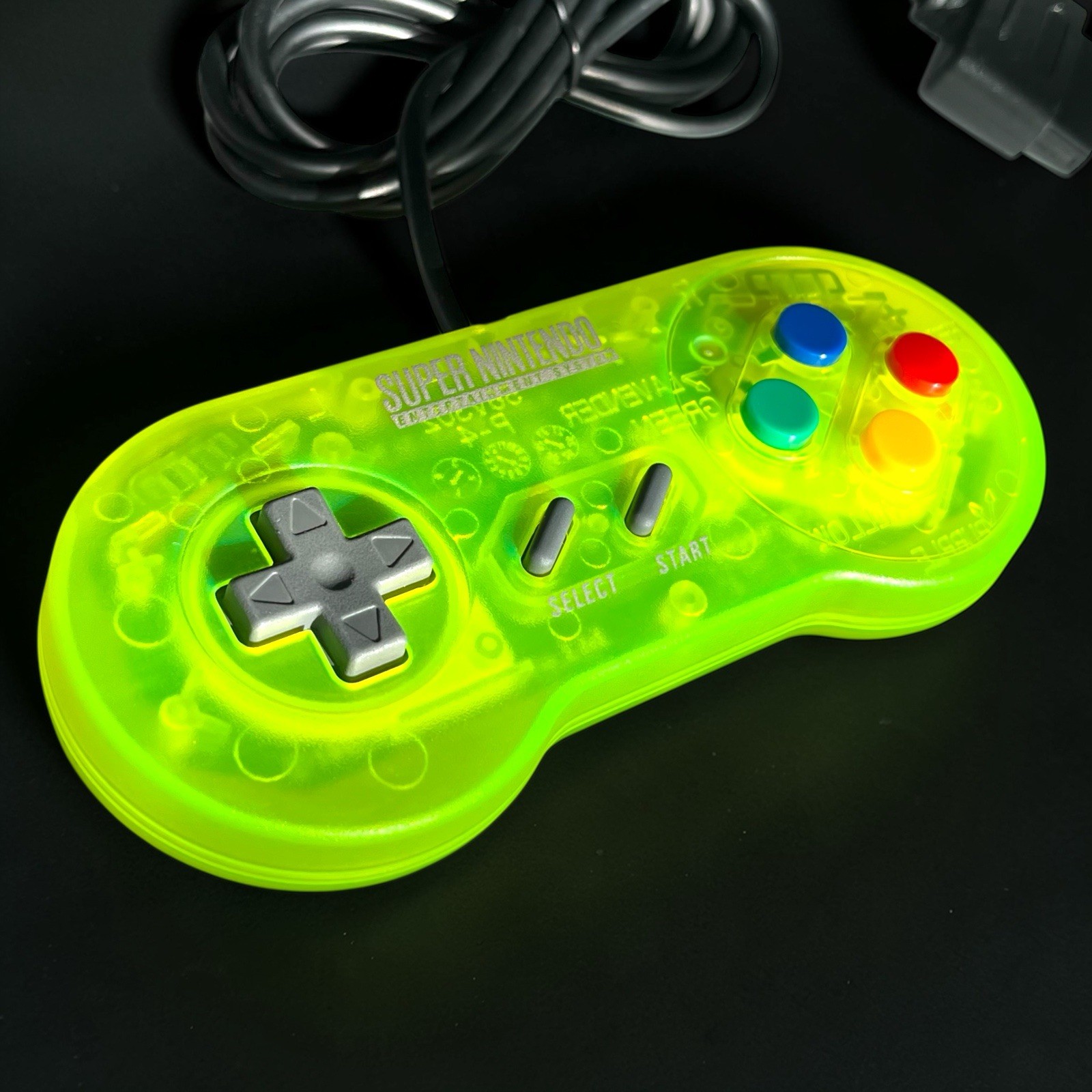 OEM SNES Controller Clear Lime Green NEW 6FT Cable Tested Super Nintendo Pad SFC