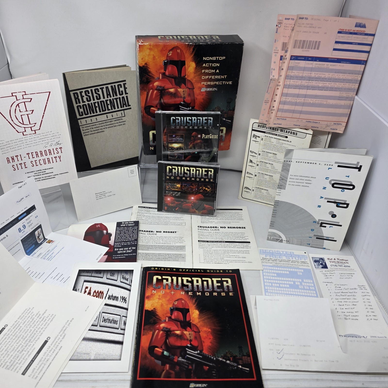 TIME CAPSULE Crusader No Remorse PC Big Box Complete CIB + No Regret Game LOT