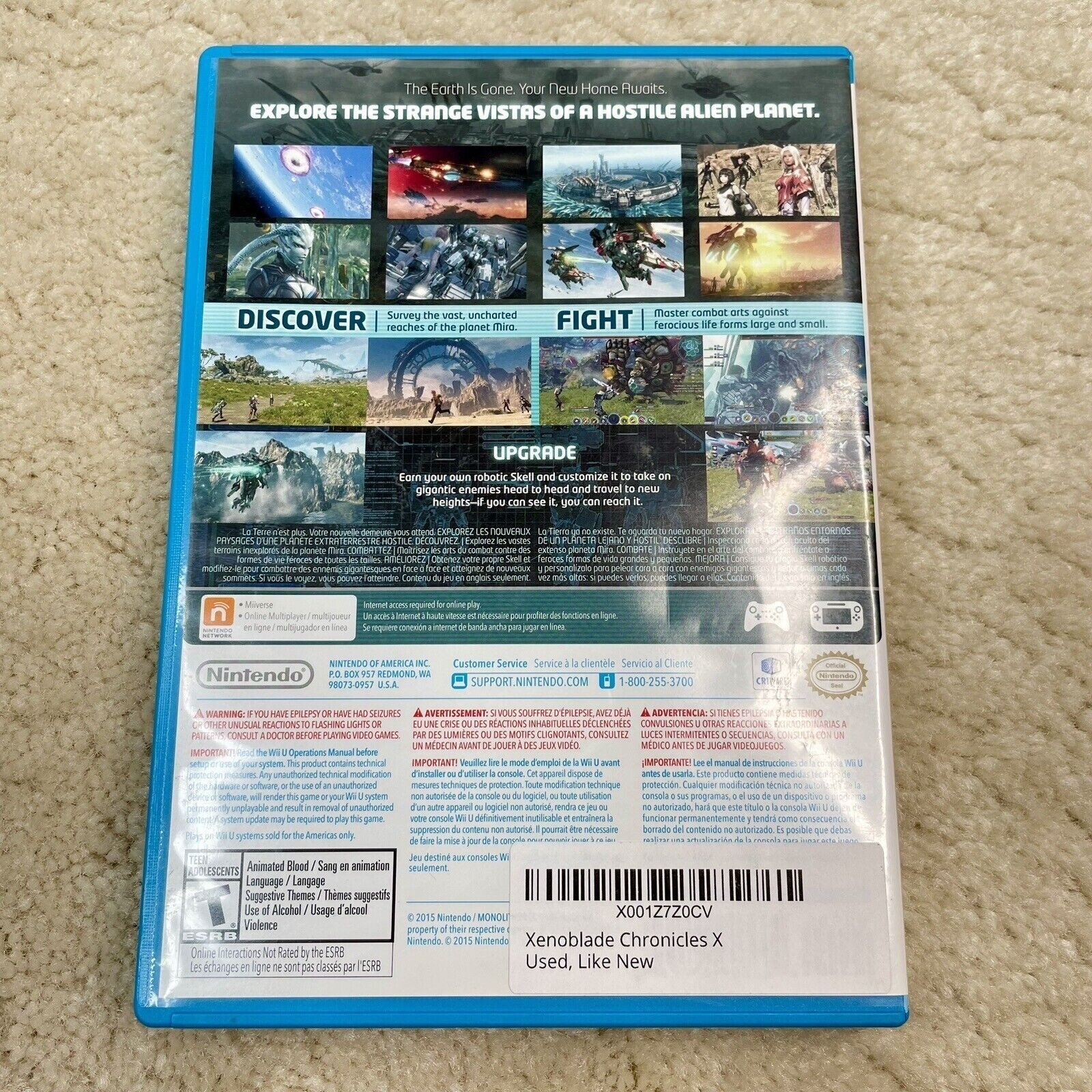 XENOBLADE CHRONICLES X Nintendo Wii U PREOWNED COMPLETE CIB TESTED VERY CLEAN