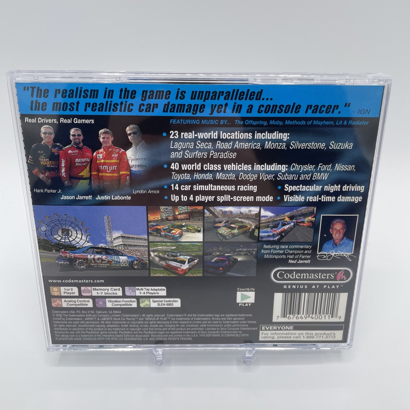 Jarrett & Labonte Stock Car Racing PS1 PlayStation 1 Complete CIB + Reg Card