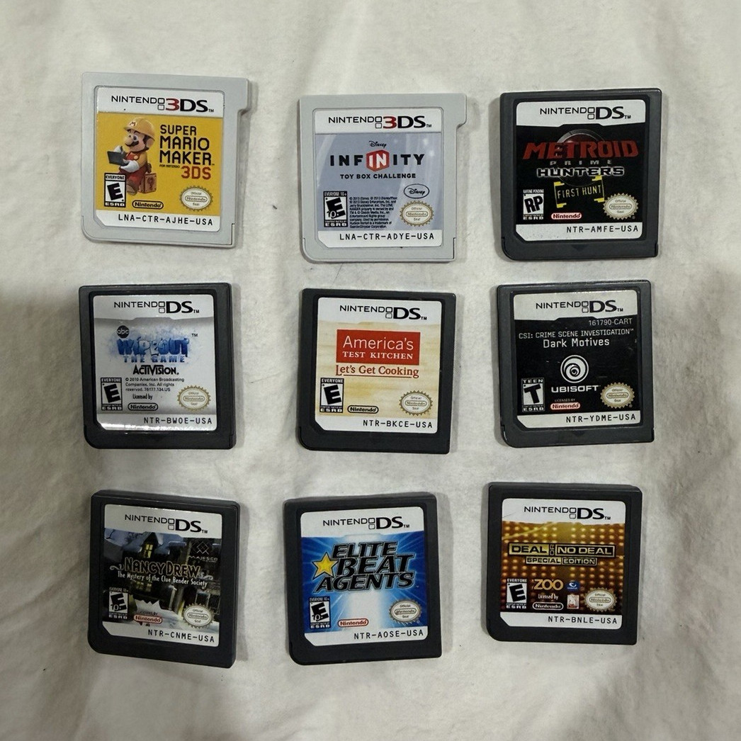 Nintendo DS & 3DS Game Lot (9) Super Mario, Metroid, Elite Beat Agents, etc.