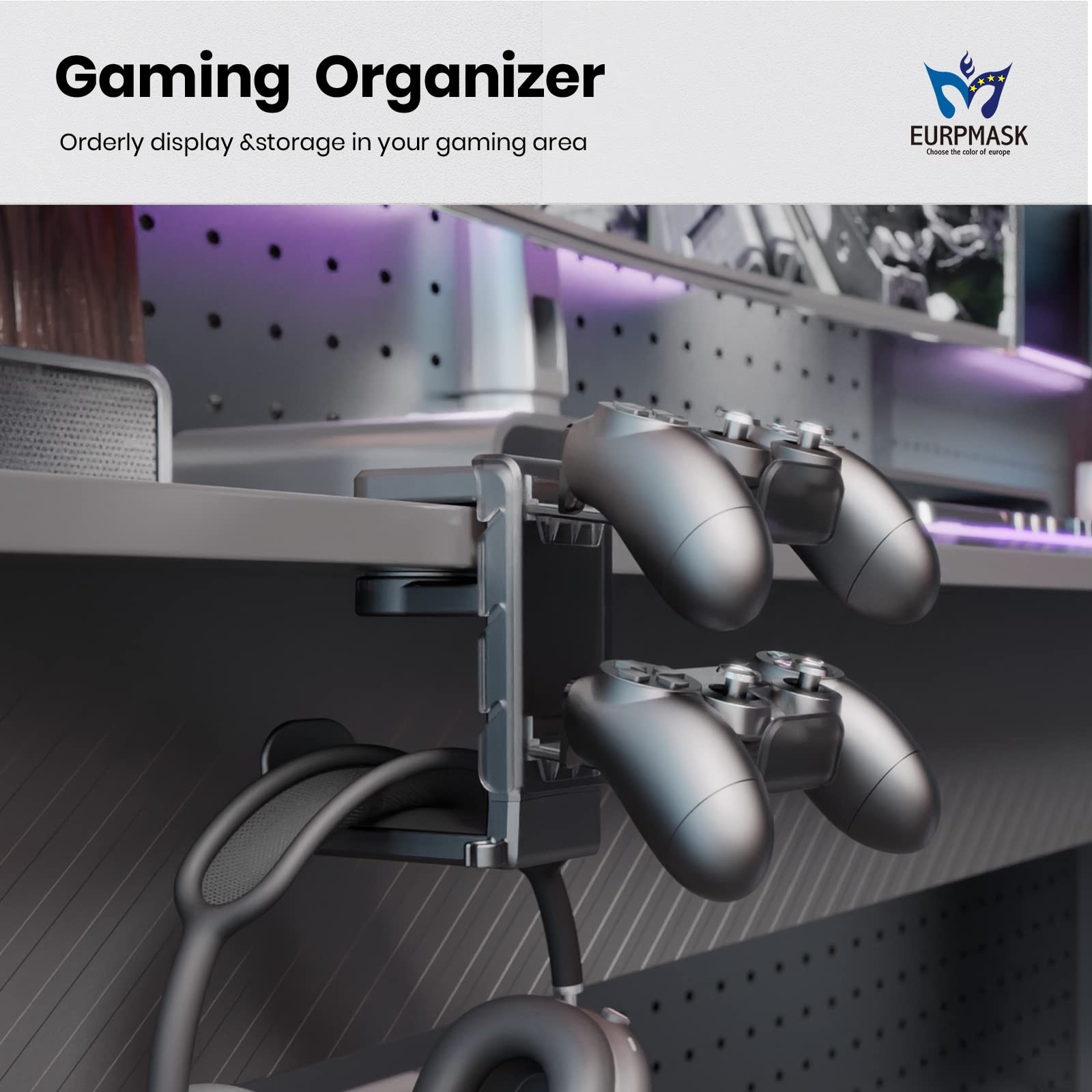 3-in-1 PC Gaming Headset&Controller Holder – EURPMASK Headphone Stand Black