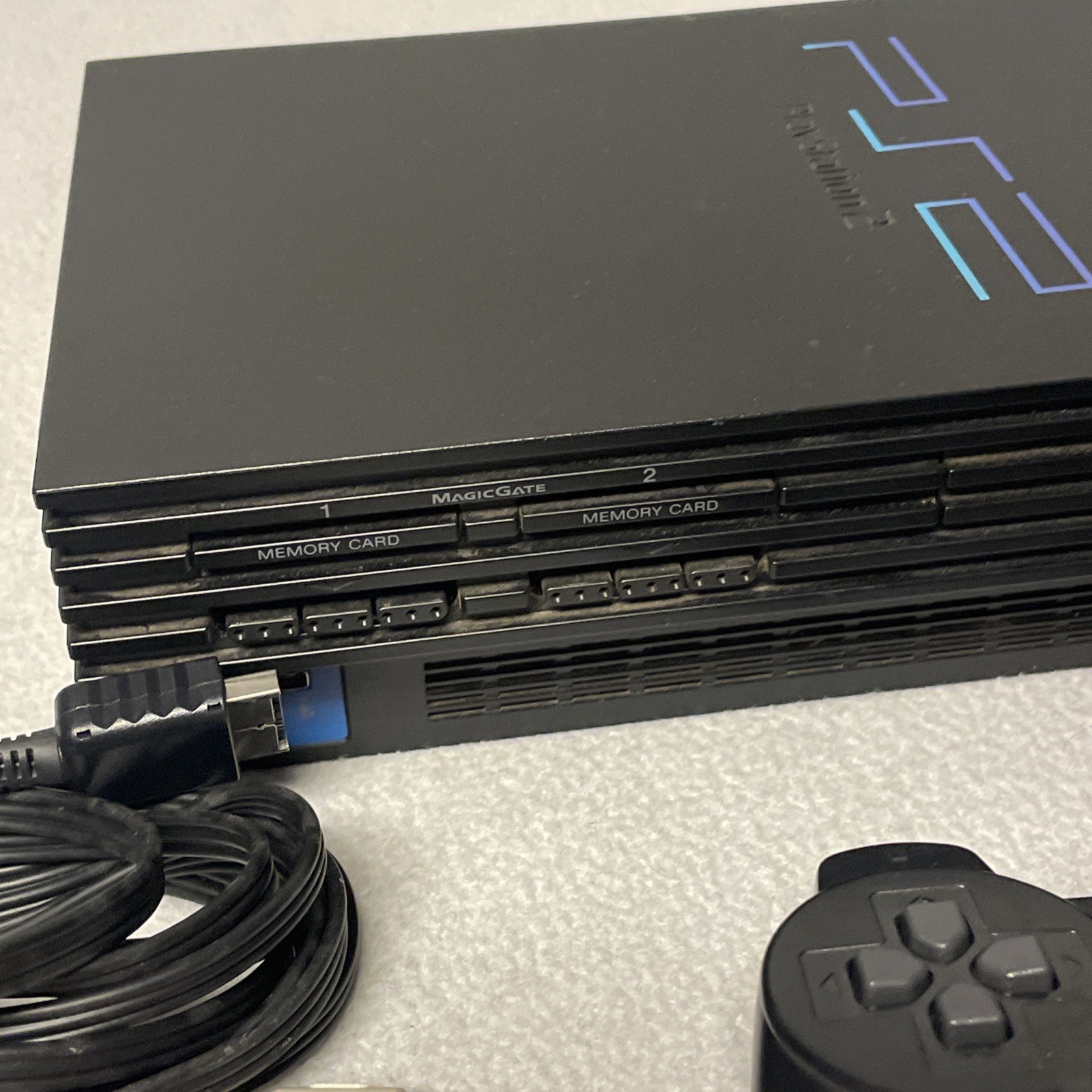 Sony PlayStation 2 PS2 Fat Console with OEM HDD AND Cords + Controller Tested!