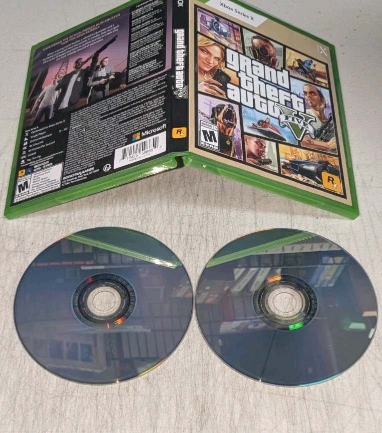 Grand Theft Auto V (Microsoft Xbox Series X|S, 2022) Discs w/ Case, Box Art