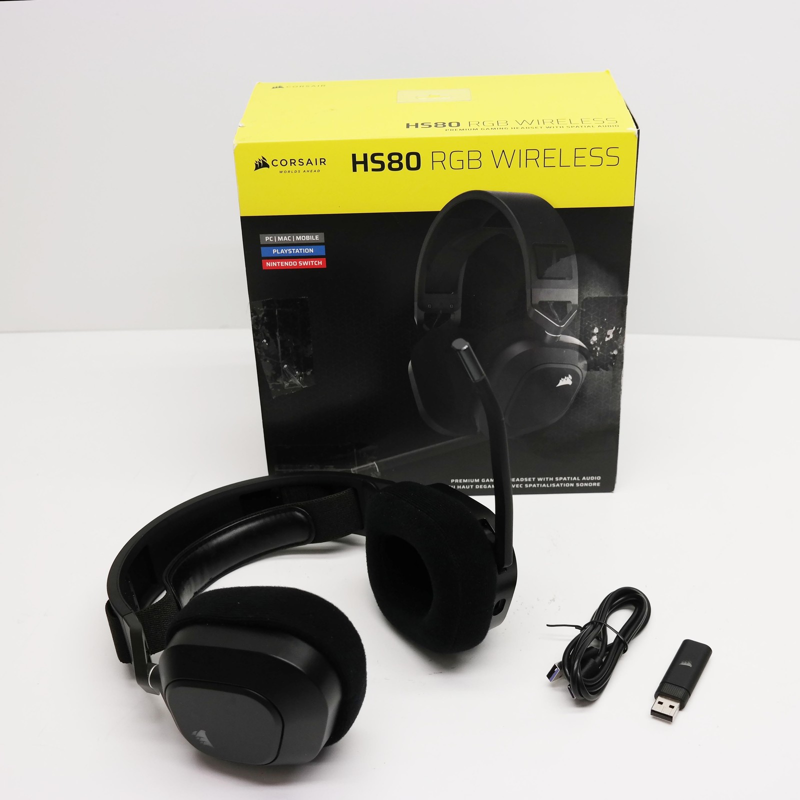 Corsair HS80 RGB Wireless Multiplatform Gaming Headset PC Mac PS5 PS4 ISSUE
