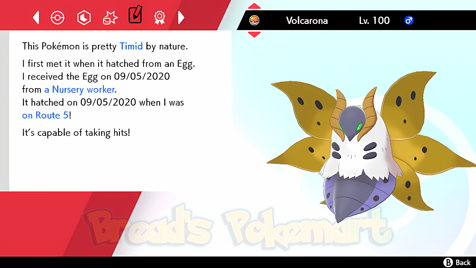 VOLCARONA ✨ Ultra SHINY 6IV ✨ Pokemon SWORD and SHIELD lv100 EVs +MasterBall