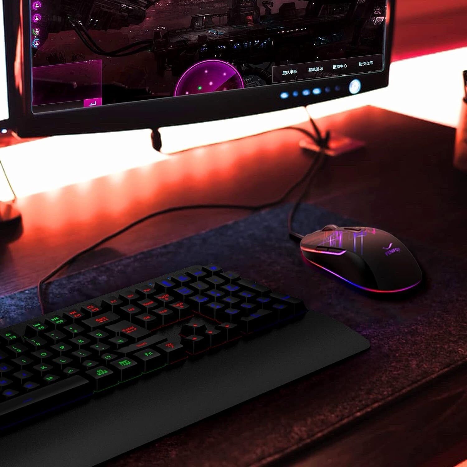 Gaming Keyboard and Mouse for Mac PC PS5 PS4 Xbox One Gamers RGB Backlit LED BK